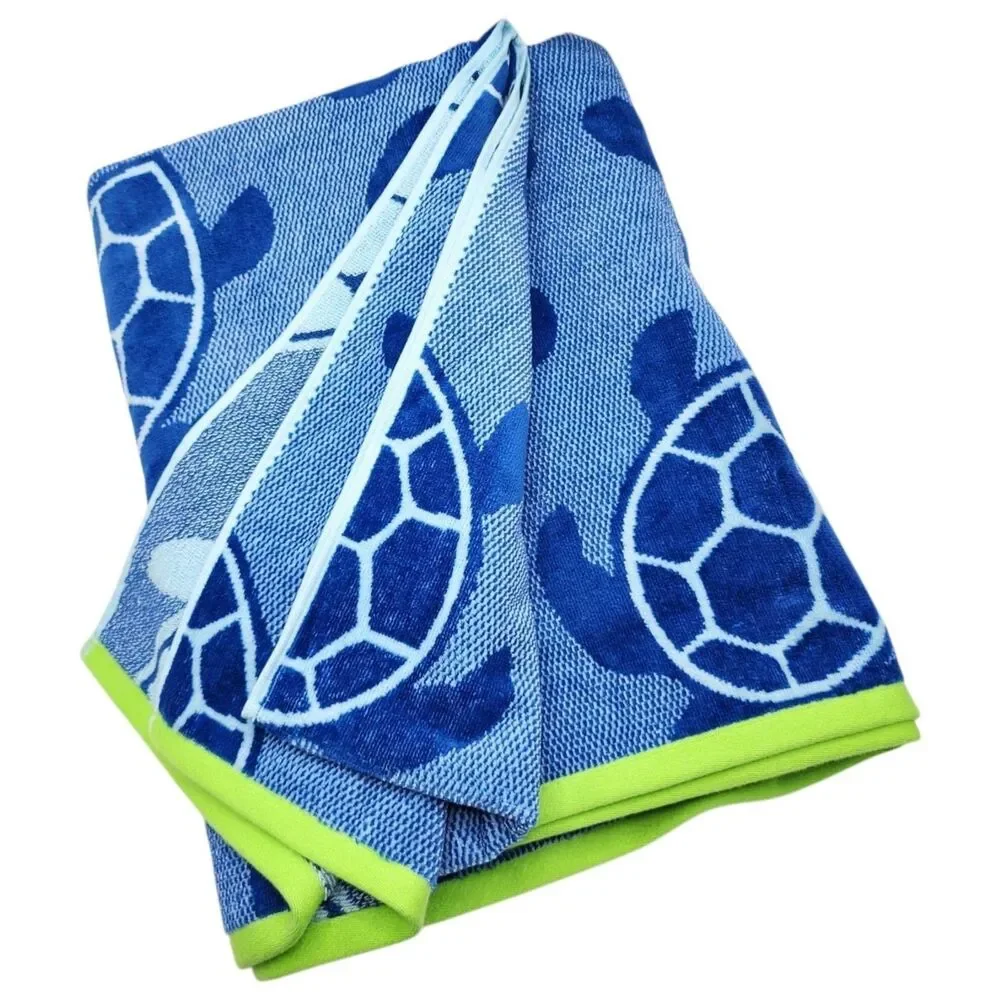 Truly Lou Turtle Cotton Spa Pool Beach Towel Blue Soft Absorbent Quick Dry 36x68